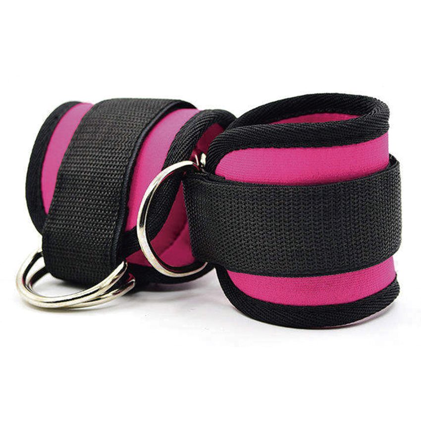 Customized Gym Logo Black Polyester & Cotton Adjustable Comfort Comprehensive Protection Unisex Ankle Straps for Cable Machines