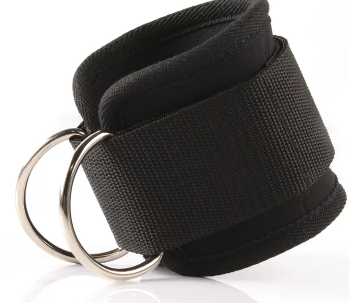 Customized Gym Logo Black Polyester & Cotton Adjustable Comfort Comprehensive Protection Unisex Ankle Straps for Cable Machines